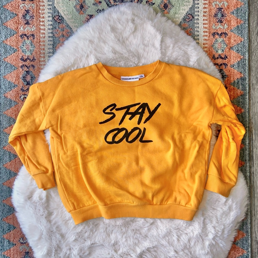 Gardner and the Gang Organic yellow crew neck sweatshirt Stay Cool unisex 6-8